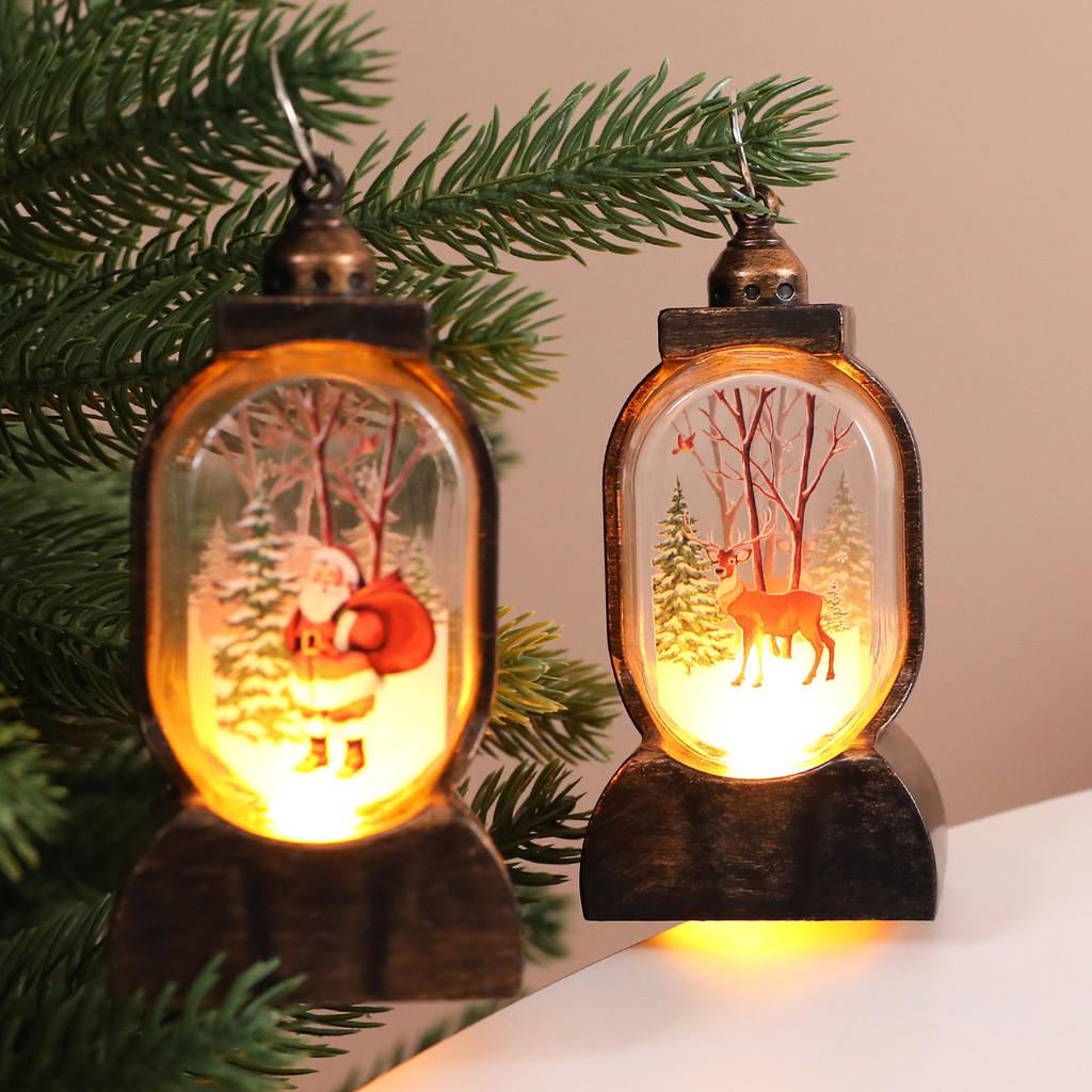 Vintage Christmas Night Light Decoration With Retro Gold Santa Figurine For Festive Home Decor