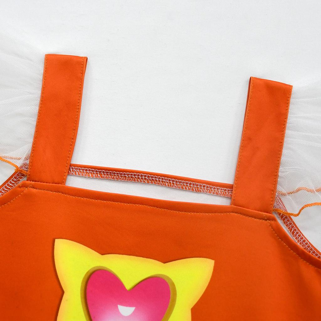 SuperKitties Sukienka Cosplay dla Dziewczynek z Torebką Opaska z Uszami Kota Kostium Dziecięcy Letni z Latającymi Rękawami Ubranka na Imprezę Prezent Urodzinowy