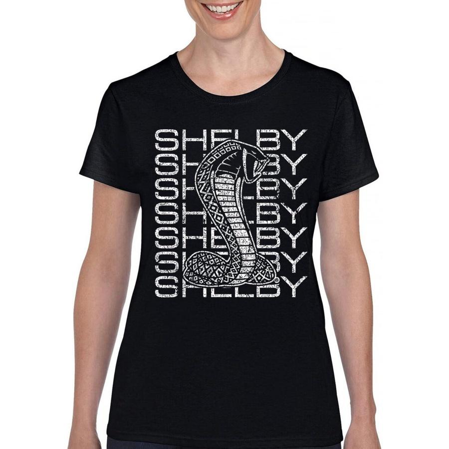 Vintage Stacked Shelby Cobra T-Shirt American Classic Racing Mustang GT500 Performance Powered by Ford Women s Tee XXXXXL чёрный