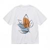 Women's  Classic T-Shirt Abstract Botanical Line Art Brown Blue Print Cotton Tee