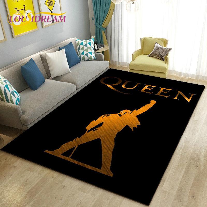 Tappeto Area Grande Freddie Mercury Queen-Rock-Band, Tappeto per Soggiorno Camera da Letto Divano Zerbino Decorazione, Tappetino Antiscivolo per Pavimento 3D