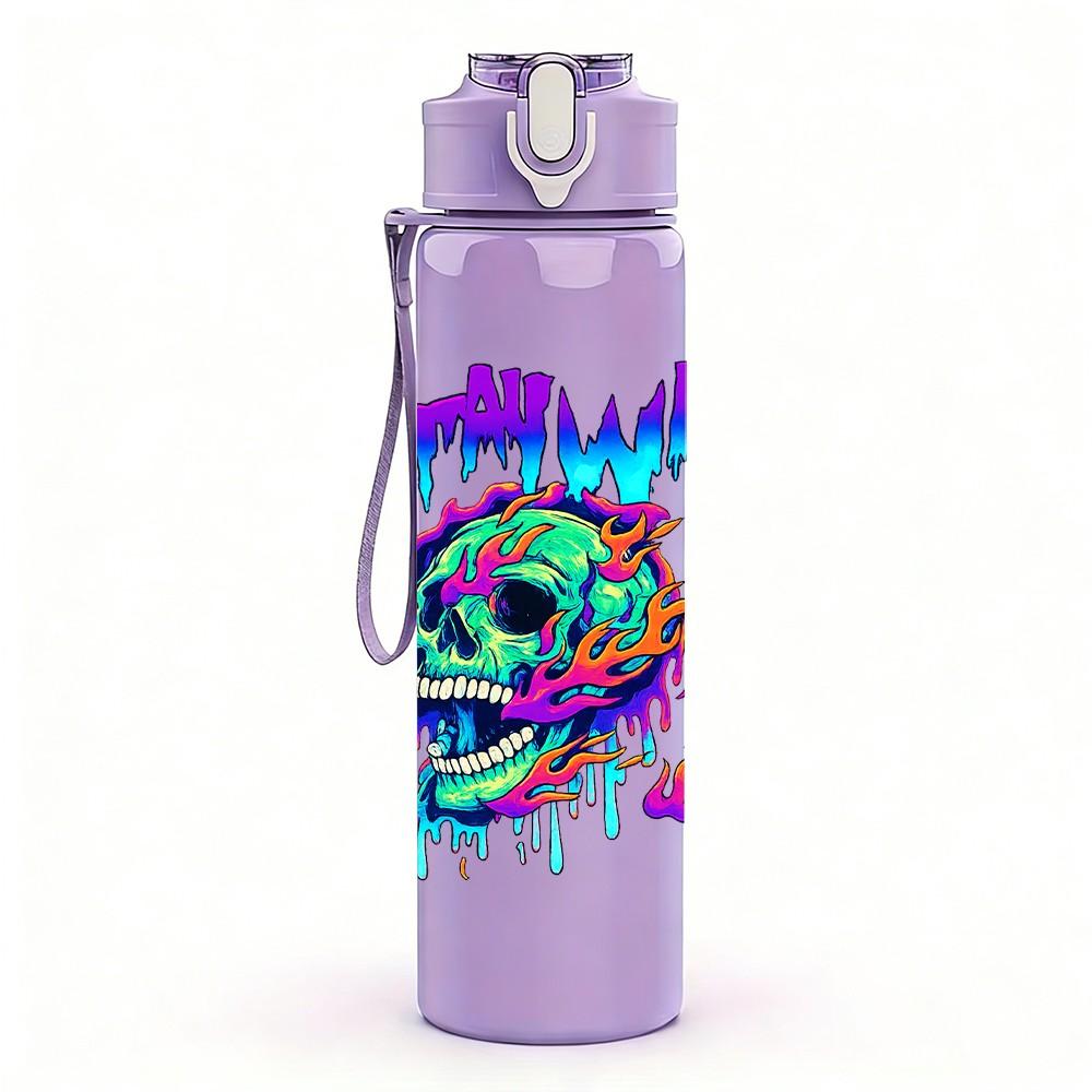 1PC Squidward Colorful Graffiti Art Print 750ml Color Plastic Sports Water Bottle Leakproof Flip Straw Lid Suitable for Sports Office Home Use