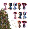 2D Acrylic Punk Ghost Ornament 10pcs/set Creepy Doll Halloween Tree Ornaments Gothic With 16 Ft Rope Decor For Party Hanging