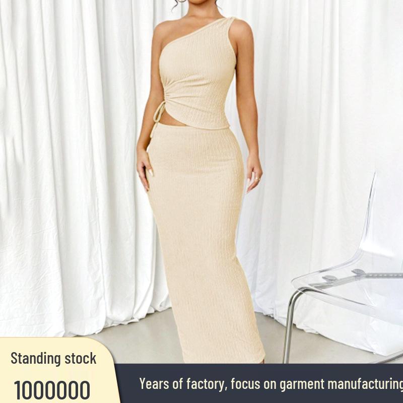 

Elegant 2025 Sleeveless Bodycon Long Dress for Spring/Summer - French European Style Small абрикосовий