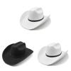 Western Cowboy Hat With Large Brim And Waterwave Embroidery For Summer Outdoor Wear