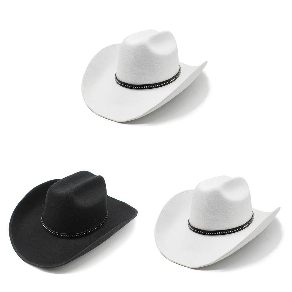 Western Cowboy Hat With Large Brim And Waterwave Embroidery For Summer Outdoor Wear