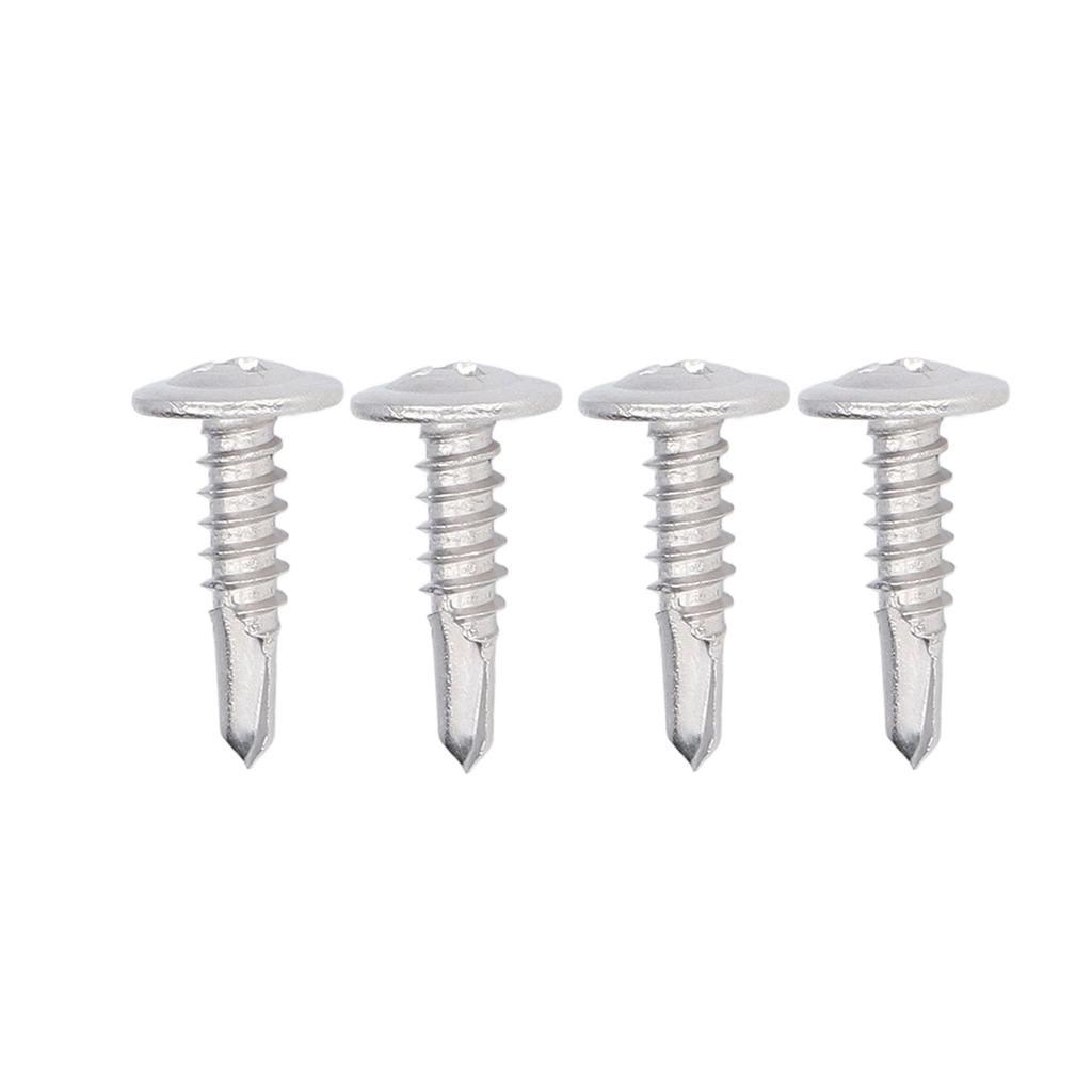 100 Stück Selbstbohrende Schraube Rundkopfschrauben mit Unterlegscheibe 304 Edelstahl für Holzarbeiten M4.8x19