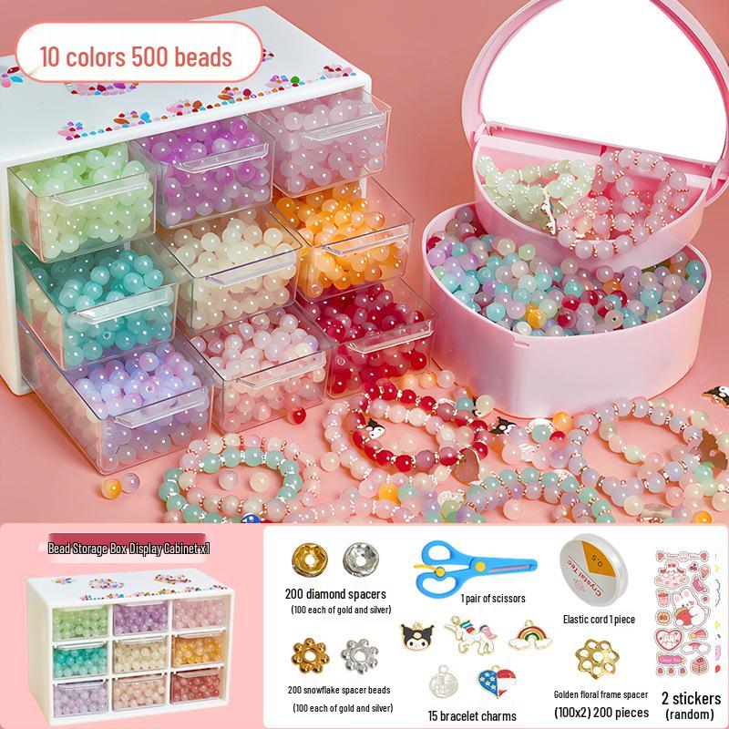 Handmade DIY Beading Kit for Kids: Educational Bracelet & Necklace Craft Set with Glass Beads
