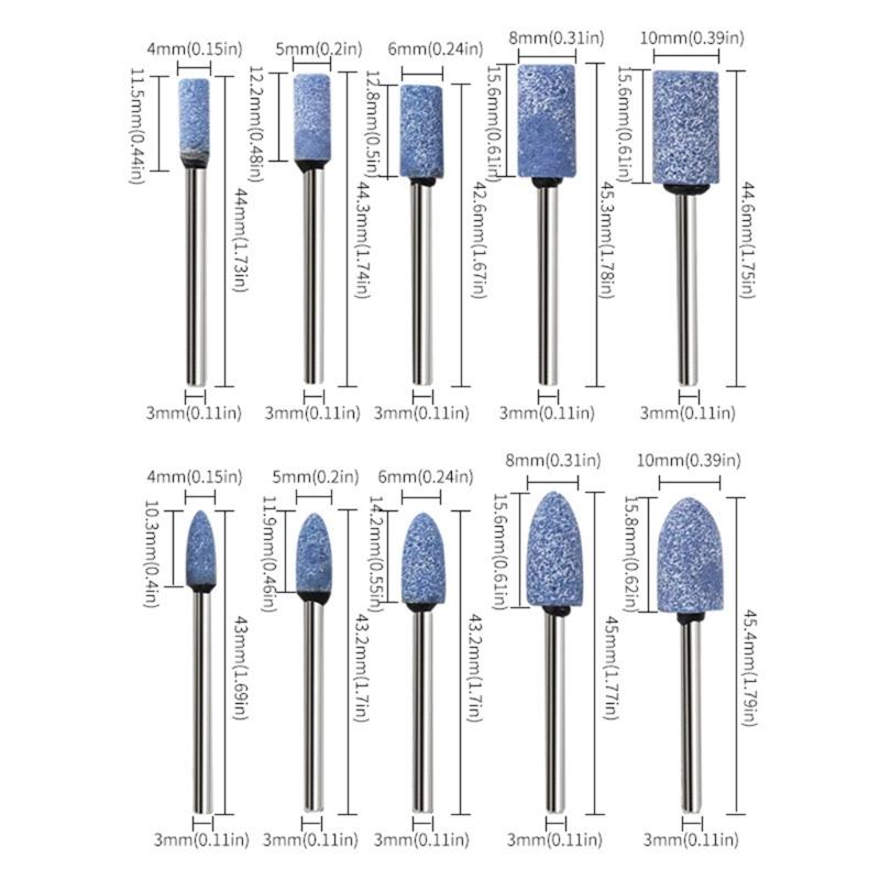 10Pcs Polishing Head Wheel Grinding Stone Bit Set for Electric Rotary Power Tool Marble Jades Craft Projects