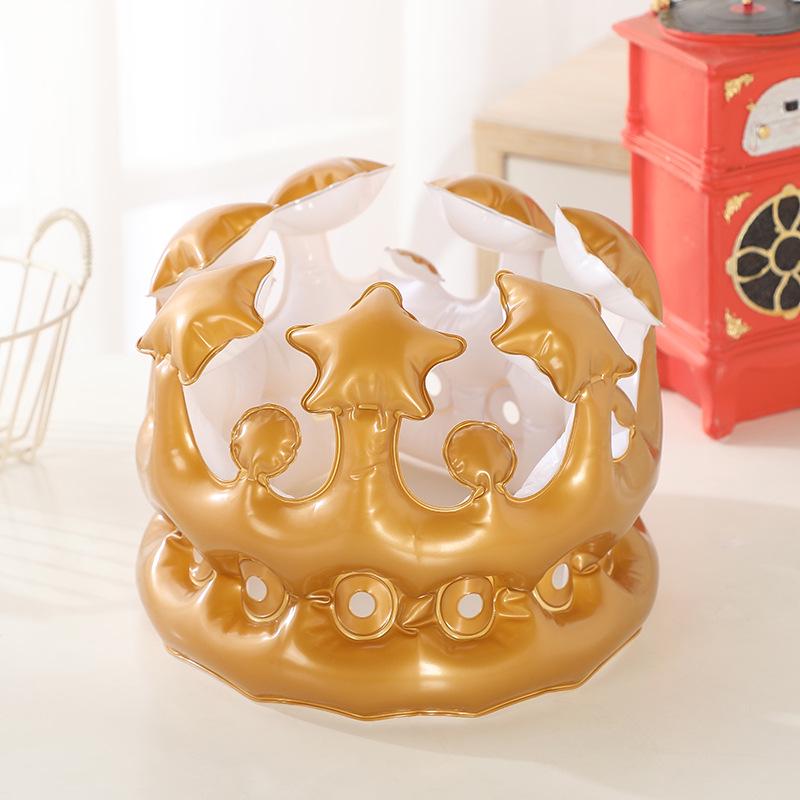 Gold Five-Pointed Star Inflatable Crown Hat for Birthdays and Parties