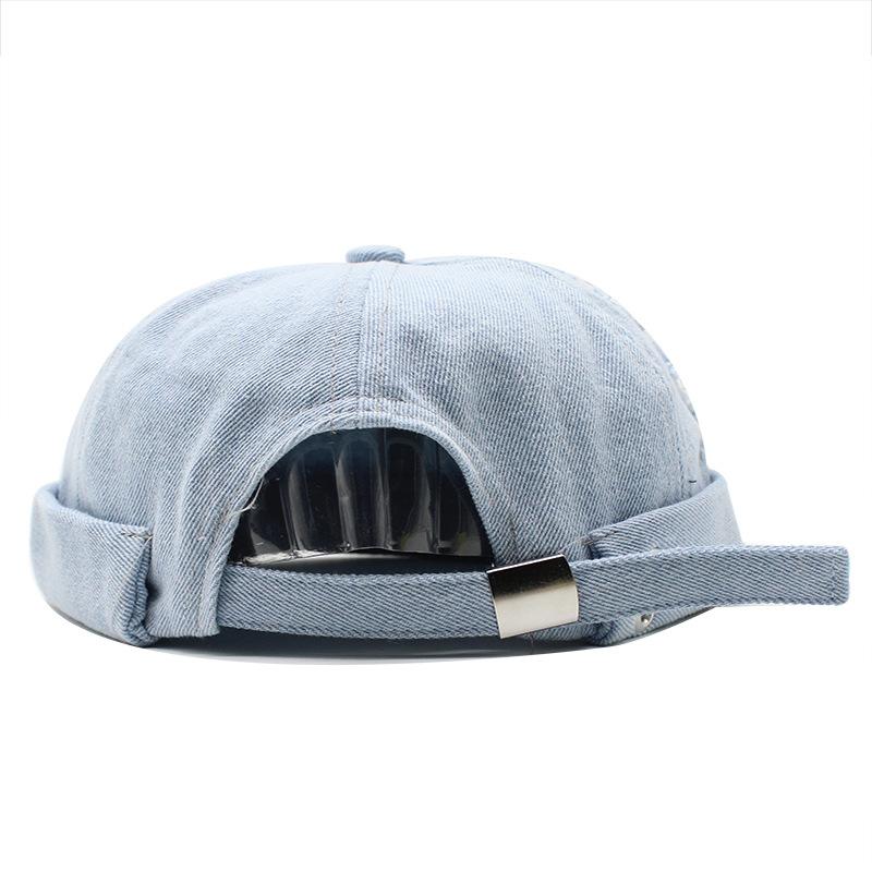 Cross border minimalist washed denim landlord hat, solid color, rugged and handsome melon skin hat, hip-hop brimless hat