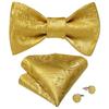 Wedding Bowtie Set for Men Adjustable Self Tied Bowtie Paisley Silk Bowtie Hanky Cufflink Set Dibangu