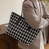 Large Capacity Plaid Bag Women's 2025 New Fashion Striped Fashion Handbag Foreign Style Versatile Shoulder Tote Bag