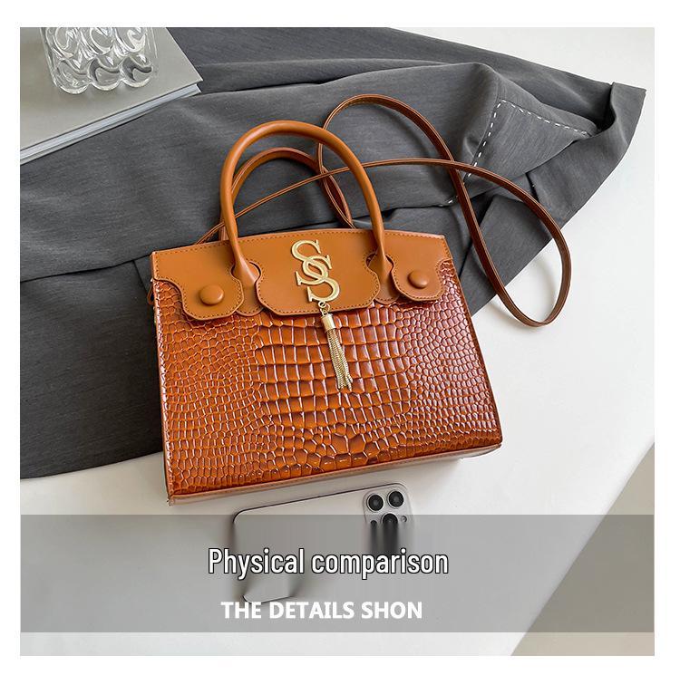 2025 Podzimní Minimalistická Retro Crossbody Taška přes Rameno s Krokodýlím Vzorem