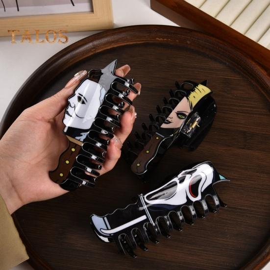 

Призрачный узор в виде лица, коготь для волос, перекрестные зубы, противоскользящий дизайн, заколка для волос, зажим для волос на затылке, большой коготь для волос, аксессуары для волос E