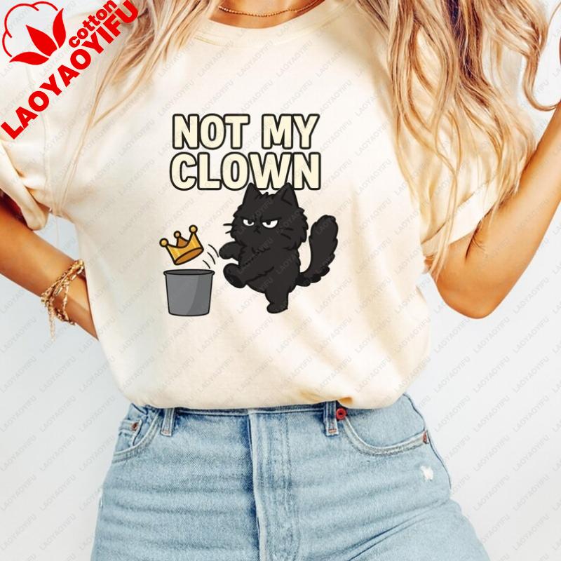 

Funny Political Cat TShirt No Kings Kawaii Clothes Oversized T Shirt Graphic Tshirts Y2k Top Women Clothes High Quality Cotton S