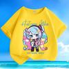 Newly Designed Printed Q-version Cute Hatsune Miku Boy-girl Children's Summer Pure Cotton Loose Casual Short-sleeved Shirt