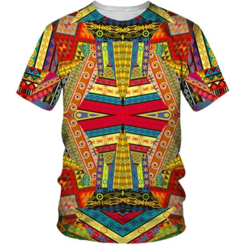 Men's Fashion 3D Digital Printing Leisure Short-Sleeved T-Shirt of African National Wind Trend In Summer