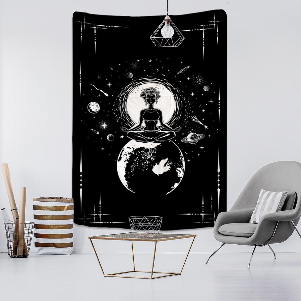 Tapiserie colorată pentru meditator cosmic, agățat pe perete, hippie psihedelic, desene animate, planeta Tapiz Kawaii, decor