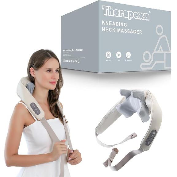 Therapexa Neck & Shoulder Massager, Back Massager for Pain Relief Deep Tissue,Massager for Neck and Shoulder Pain,Back Massager with Heat. (Gray)