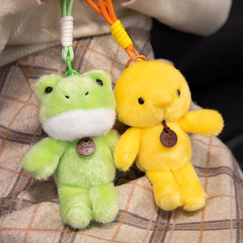 Multicolor Animal Plush Toy Charm: Panda, Sloth, Kitten, Duck, Pig, Raccoon - Small Pendant Bag Accessory