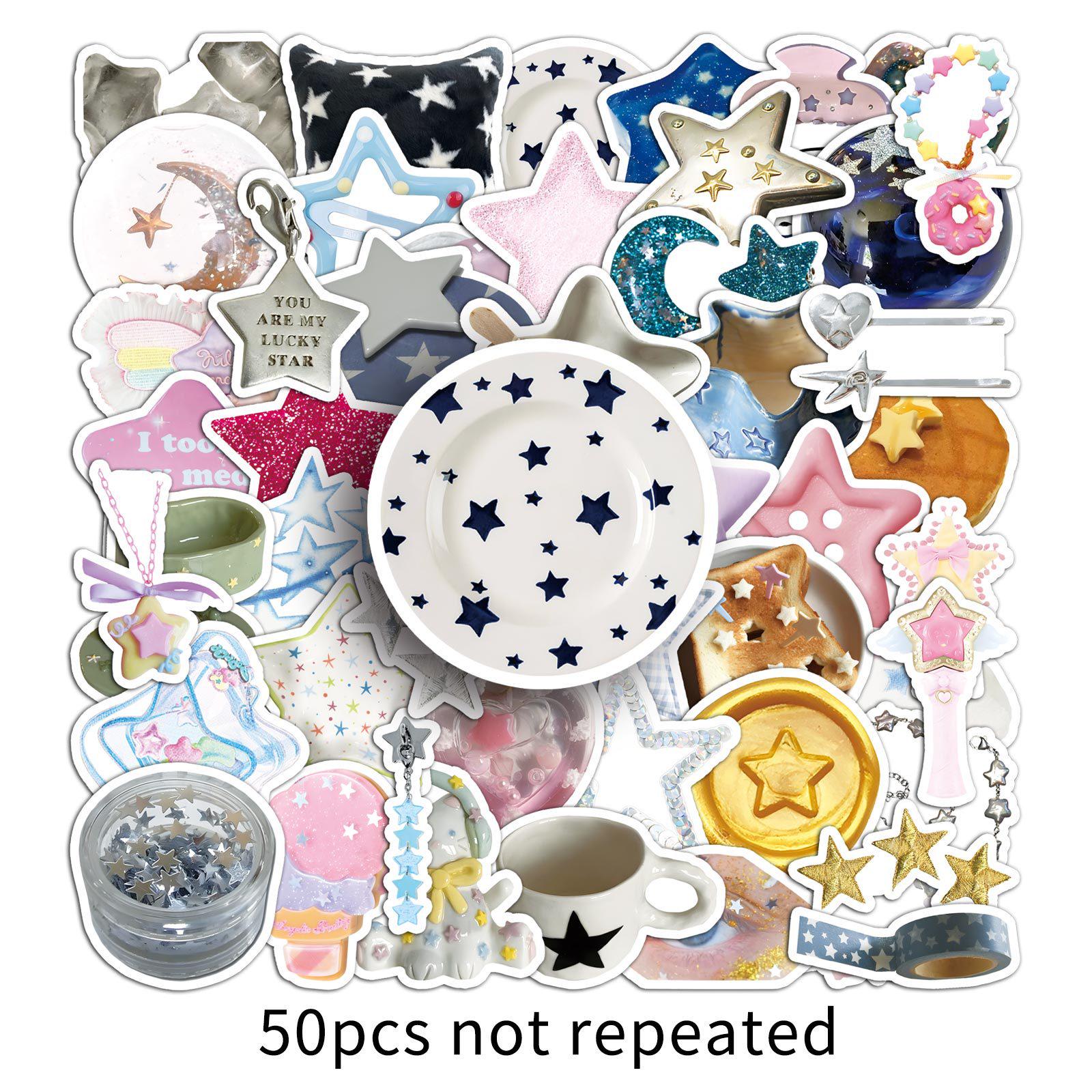 50 Sheets Star Graffiti Stickers, Korean Y2K Style, for Phone Cases and Tablets.