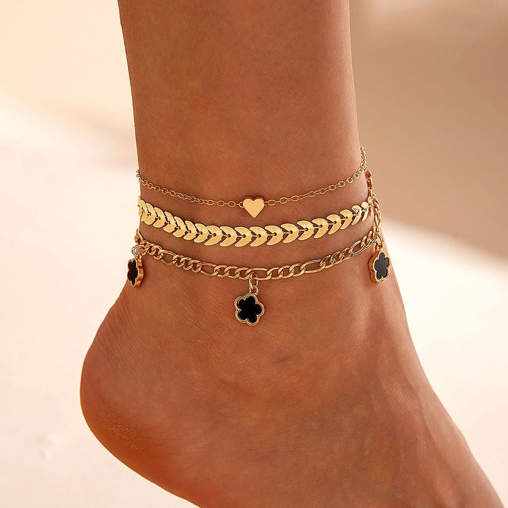 New Shell Five Leaf Flower Pendent Anklets for Women Trendy Shell Petal High-Quality Wheat Foot Chain Summer Beach Jewelry