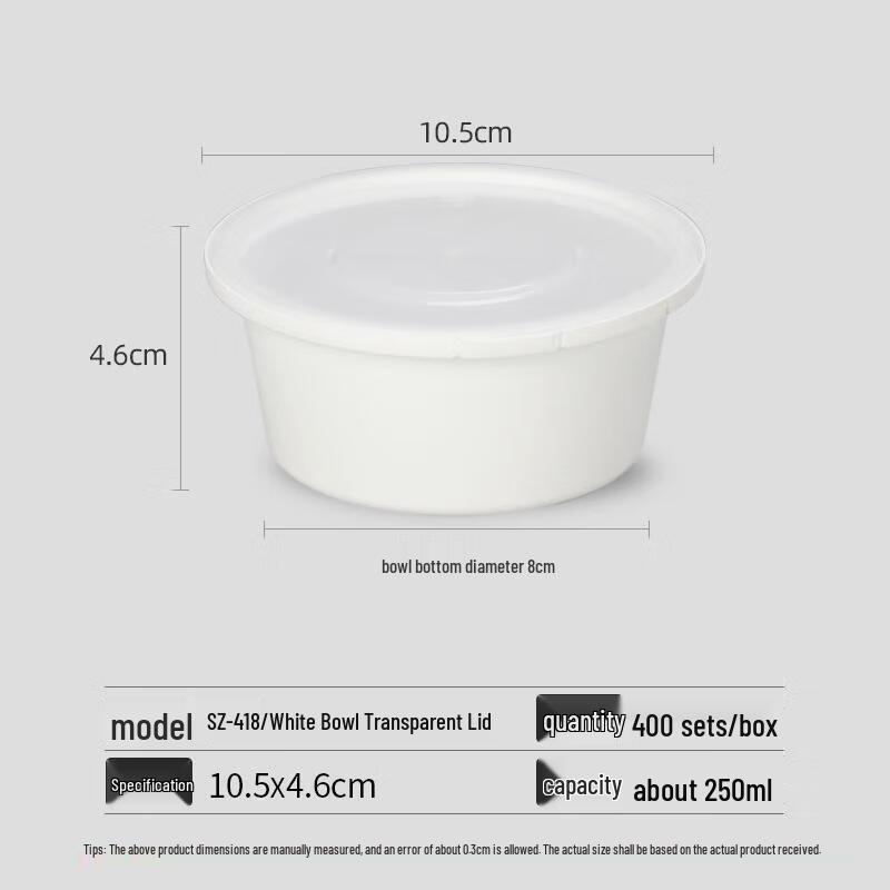 

HANDUNYOU Disposable Rectangular Plastic Food Containers with Lids, 250ml