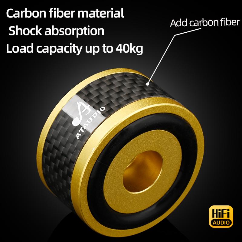 4PCS HiFi Carbon Fiber Speaker Shock Absorber Aluminum Alloy Speaker Spikes Stand Feet Pad for Speaker DAC Shock Absorbing