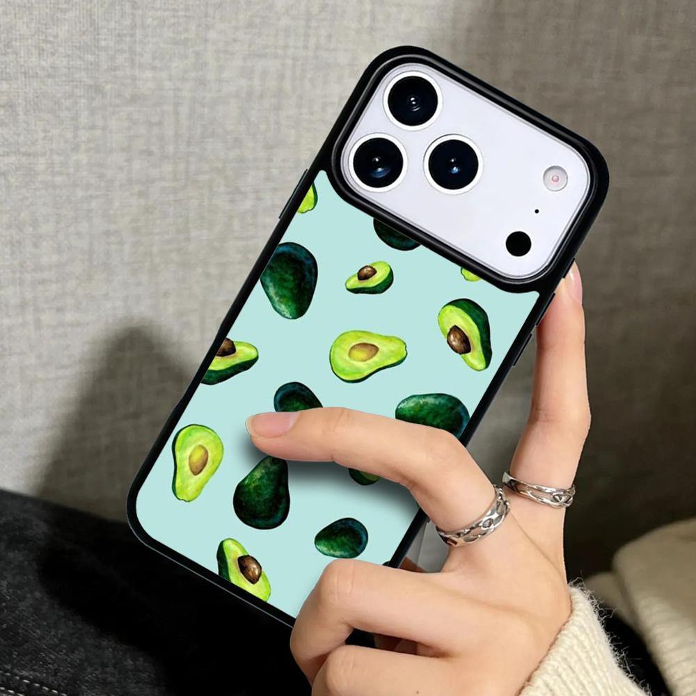 Capa Case for iPhone 17 Air 16 Pro Max 15 Plus 11 13 Mini 14 12 Back Phone Cover Cute Avocado Fruits