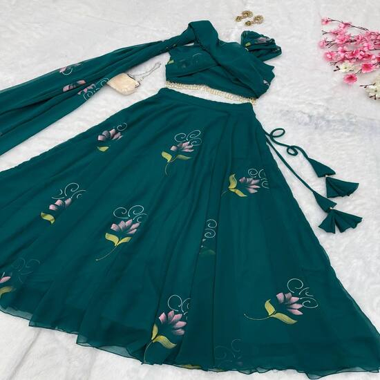 Designer Green Lehenaga Choli for Modern Festive Wear