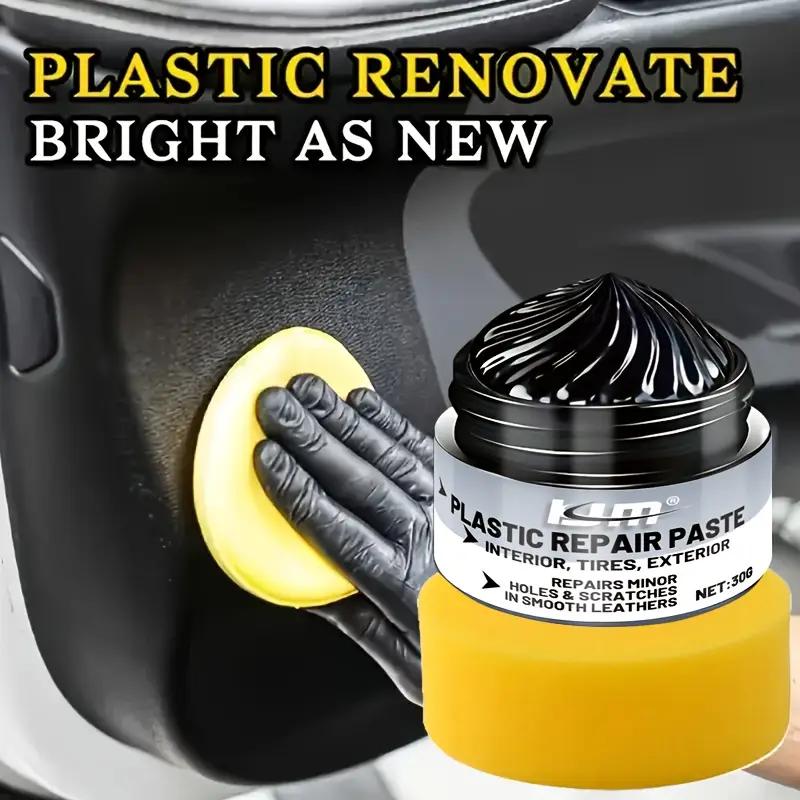 KJM Plastic Repair Paste-2-3 Years Protection,Polish for Interior and Exterior of Steering Wheel,Tires and Plastic Panels