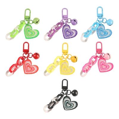 Acrylic Heart Pendant Keychain Plastic Link Chain Keyring Headphone Cases Charm