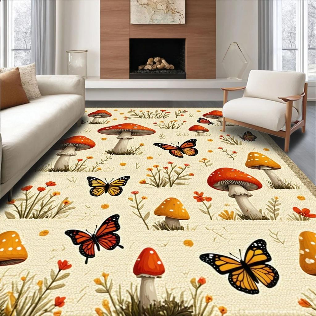 European Classical Butterfly Carpet Living Room Sofa Coffee Table Carpet Dirt Resistant Bedroom Thick Floor Mat