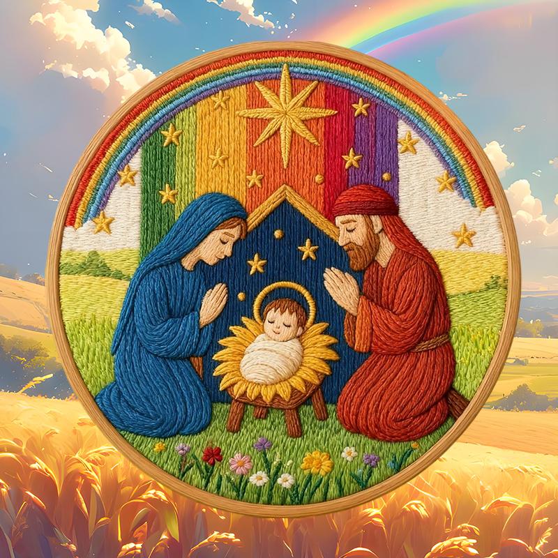 DIY Julkrubba Broderisats – Brodera Den Heliga Berättelsen, Jul DIY Broderidockset, Komplett Julkrubba Kit