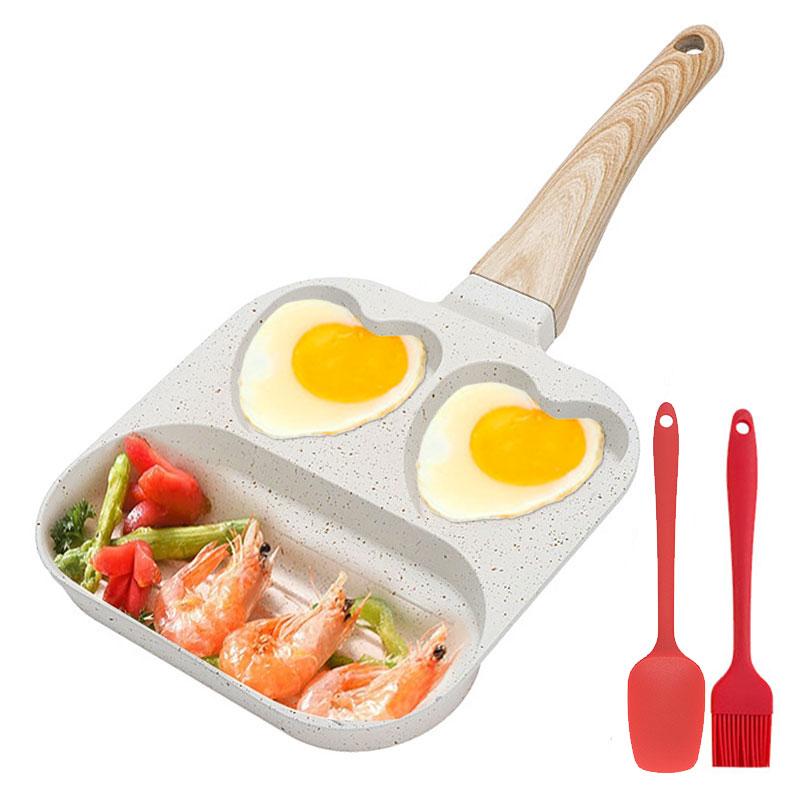 Nonstick Omelette Skillet Egg Frying Pan Heart-Shaped Healthy Breakfast Pancake Hamburger Bacon Pan with Heat-Resistant Handle