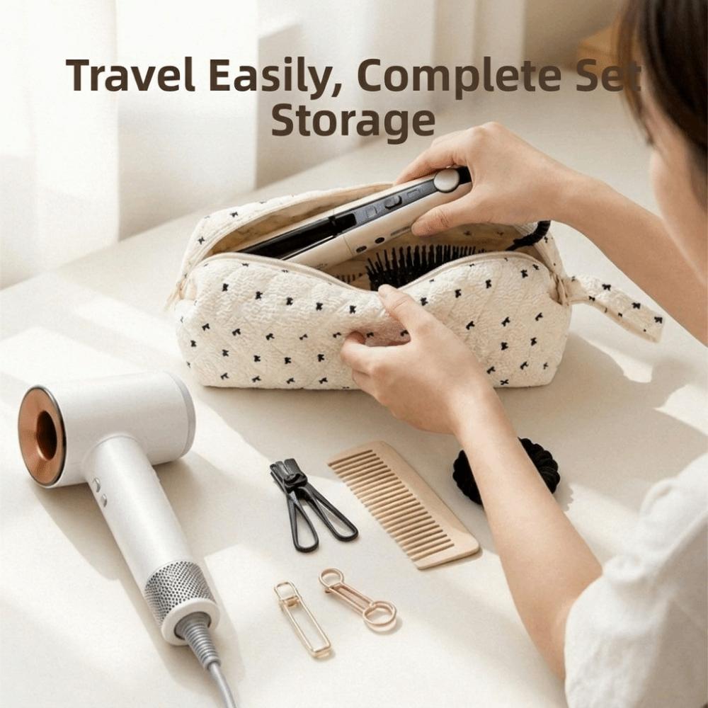 Multi-Purpose Hair Dryer Storage Bag Dustproof Large Capacity Curling Iron Pouch Zipper Closure Multi-Functional