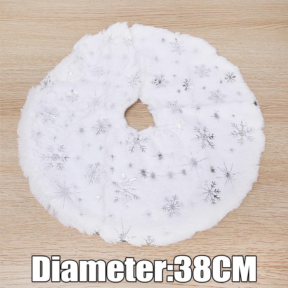 Short Plush Christmas Tree Skirt Xmas Trees Skirts Base Cover Snowflake Santa Claus Snowman Pattern Home Party Xmas Decoration