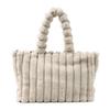VITAFELICE Damen Ballgriff Pelz-Tote-Bag, Größe M (nsb-30384z) (Elfenbein)