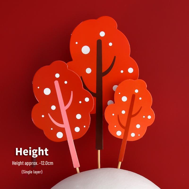 Forest Leaves Cake Topper: Apple & Coconut Tree Decor with Free Shipping