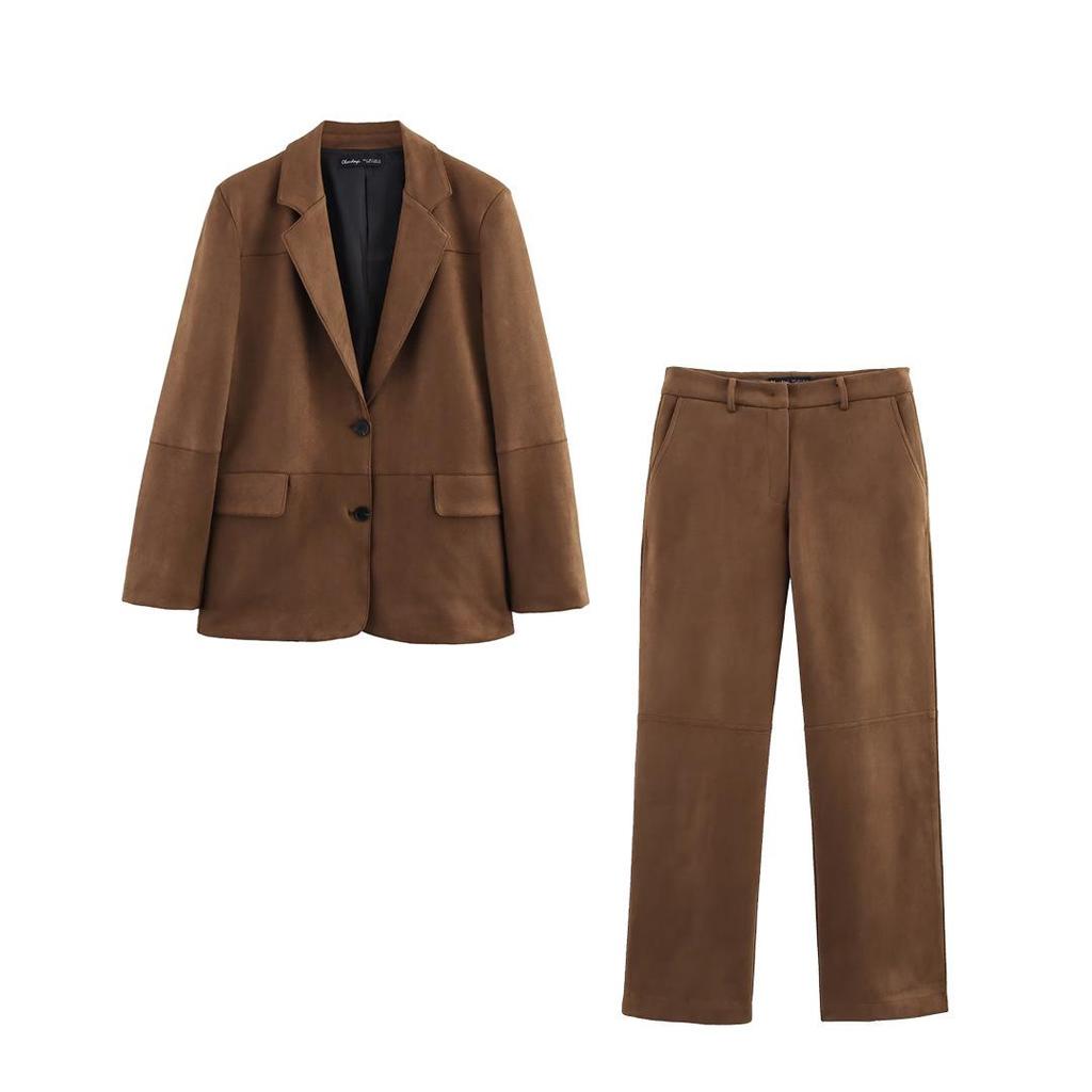 2025 Spring Women's European & American Fashion Straight-Cut Suit Jacket & Trousers