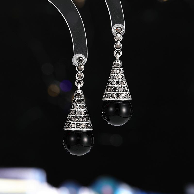 

Известные стильные аксессуары ретро мода придворный стиль длинные изысканные серьги серебряные иглы s925 универсальные серьги с красным агатом