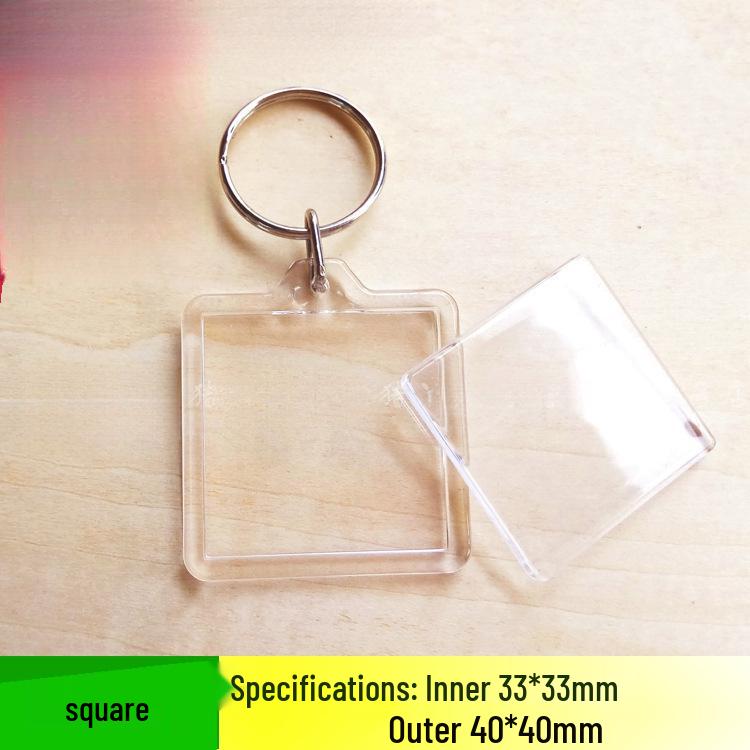 Transparent Photo Keychain Frame - Blank Keyring for Portrait Stickers