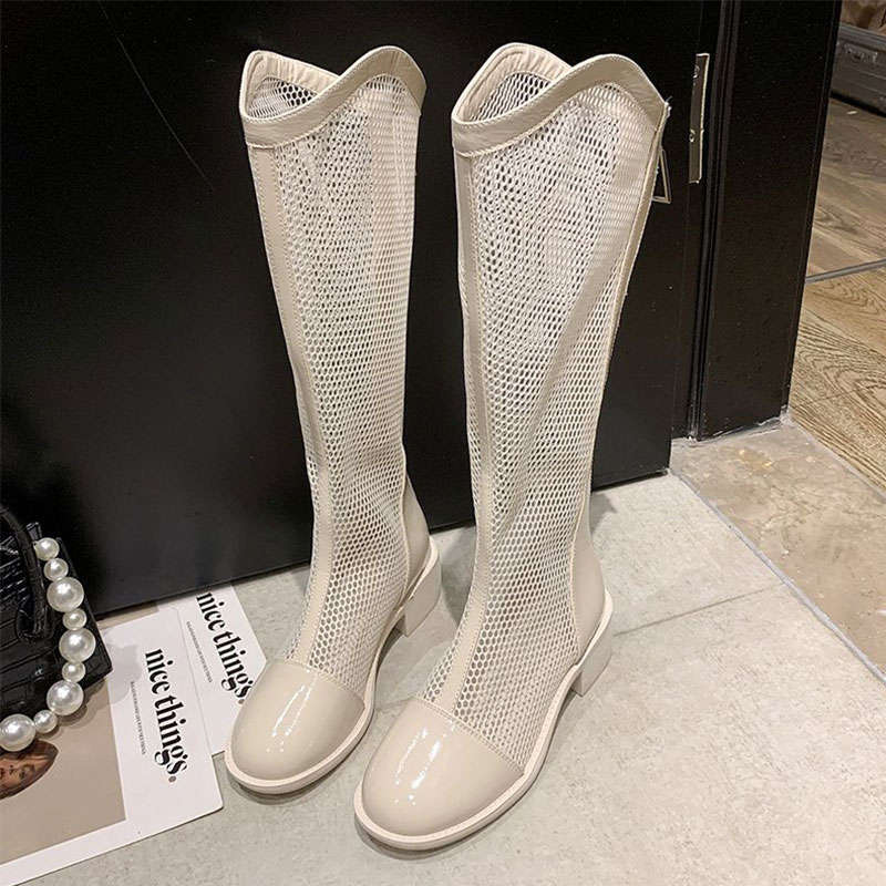 

Белые сапоги женские 2025 новые дышащие сапоги-сетка с полыми отверстиями летние тонкие сетчатые сапоги тонкие сапоги сапоги рыцаря 40 бежевый