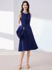 Black Sleeveless Cinched Waist Mid-Length Hepburn Style Dress