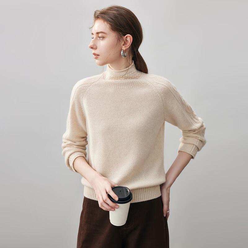 Kemengboka Women's 100% Cashmere Cable Knit Turtleneck Sweater