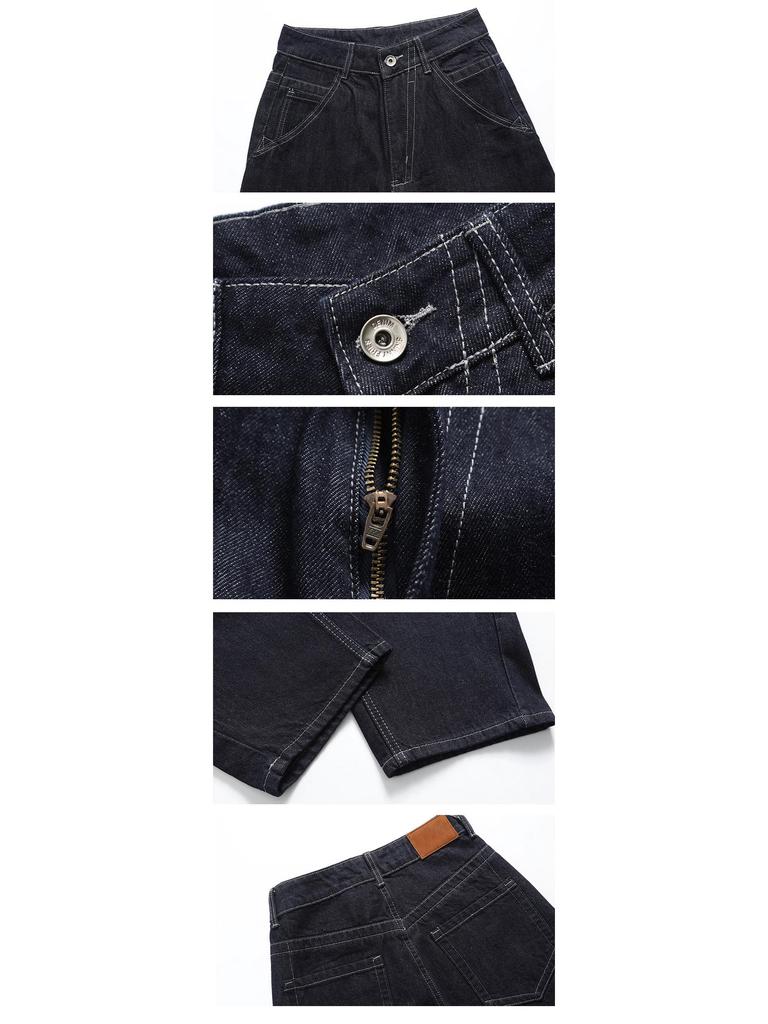 A3 Blugi Retro Denim Largi cu Picior Lat: Culoare Originală, Neutru, Talie Medie-Înaltă, Croială cu Biberon pentru Femei