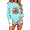 Women's Casual Long Sleeve Christmas Print Neck Top for Holiday and Everyday Wear