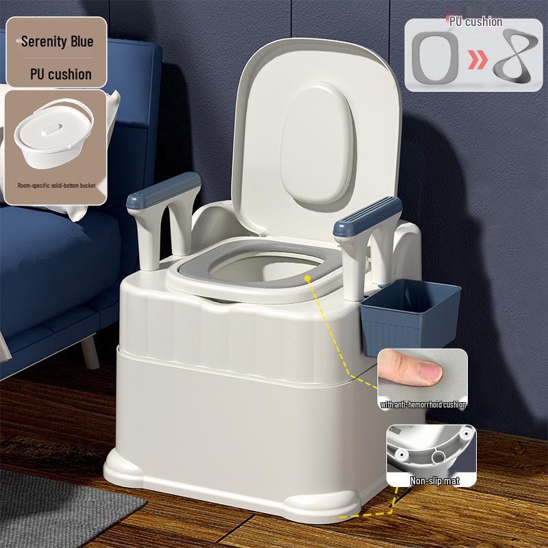 Portable Toilet Chair with Armrests for Elderly, Indoor Use, Bedside Commode for Pregnant Women.