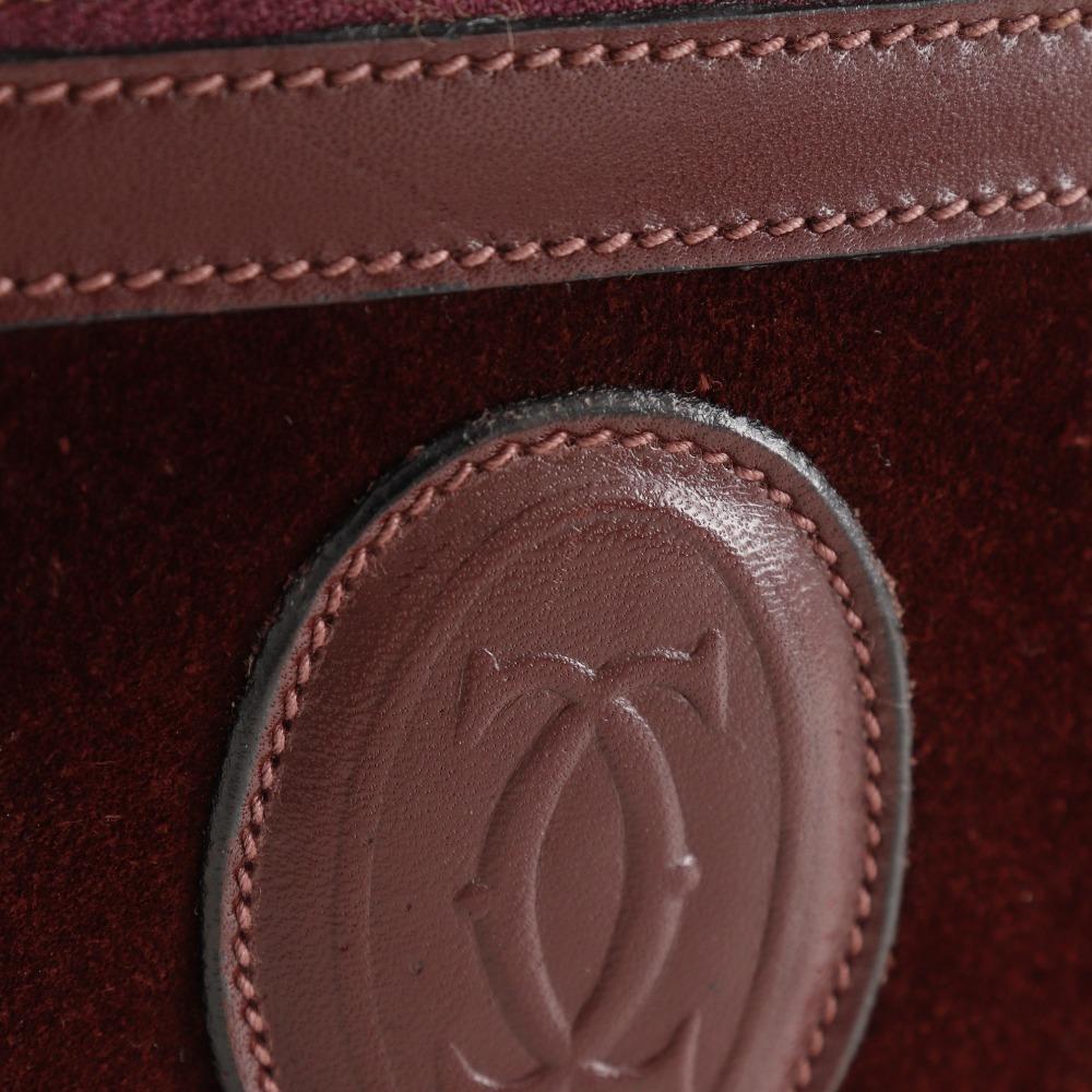 Cartier Must Line Shoulder Bag Bordeaux Suede/Calfskin Women Used